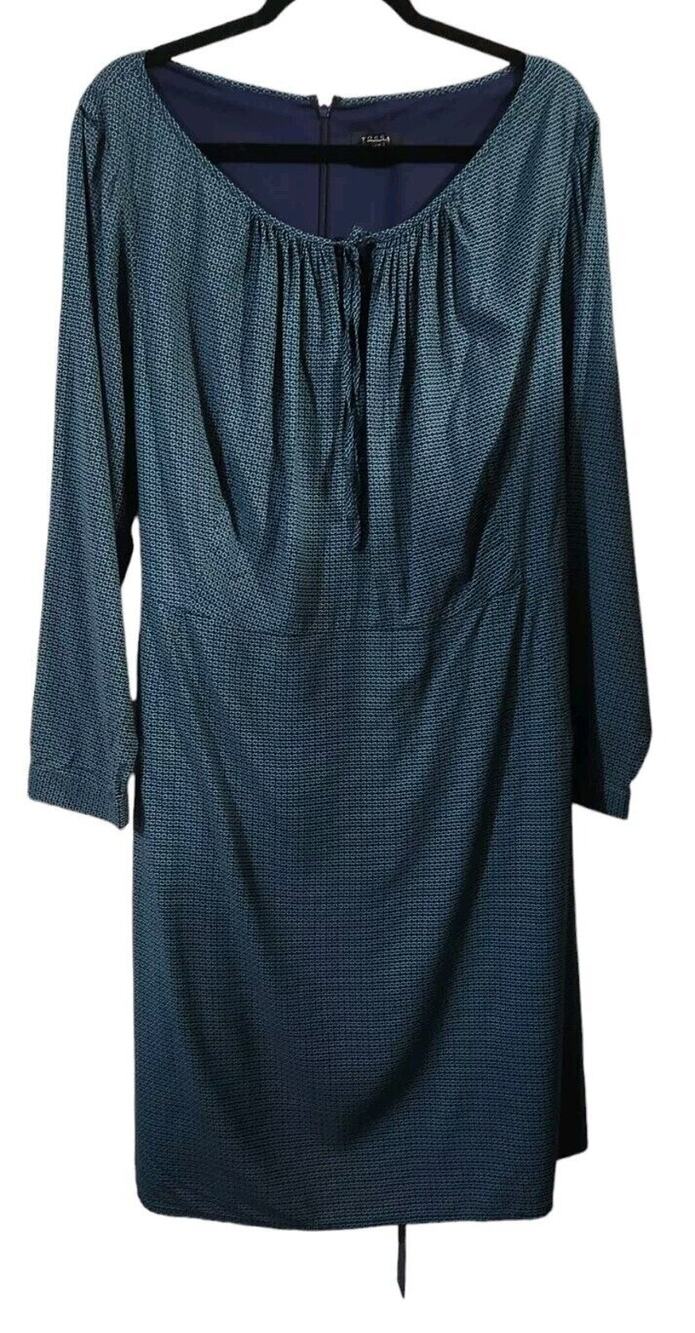 Tocca Womens Blue Green Geometric Pattern Boho Classic Long Sleeve Size 1X Plus